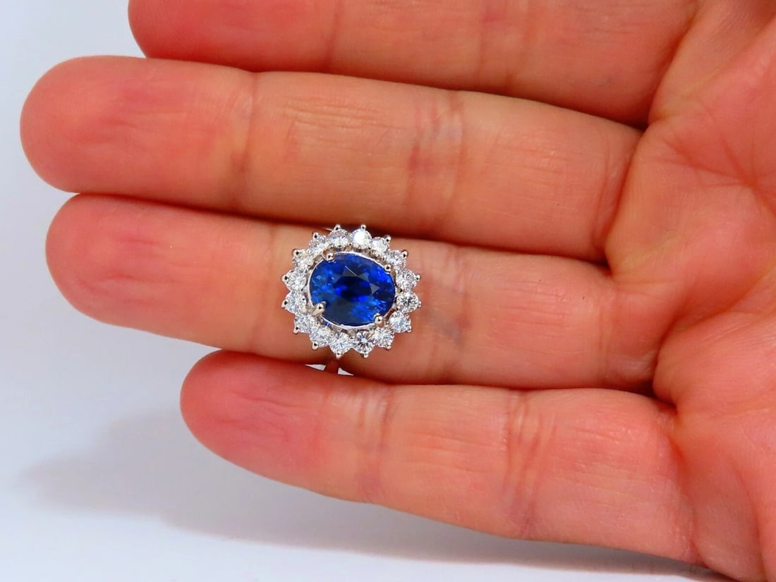 GIA Certified 4.08ct Natural Madagascar Sapphire Diamond Ring 14 Karat - 6