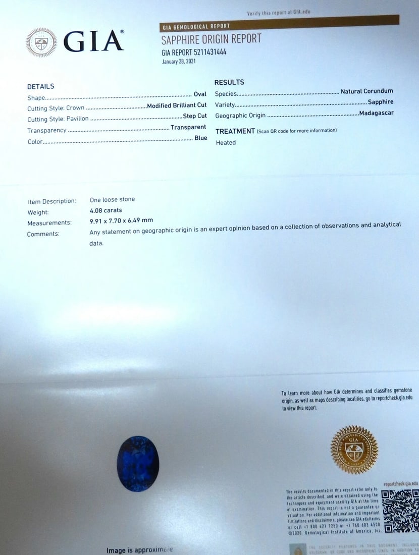 GIA Certified 4.08ct Natural Madagascar Sapphire Diamond Ring 14 Karat - 8