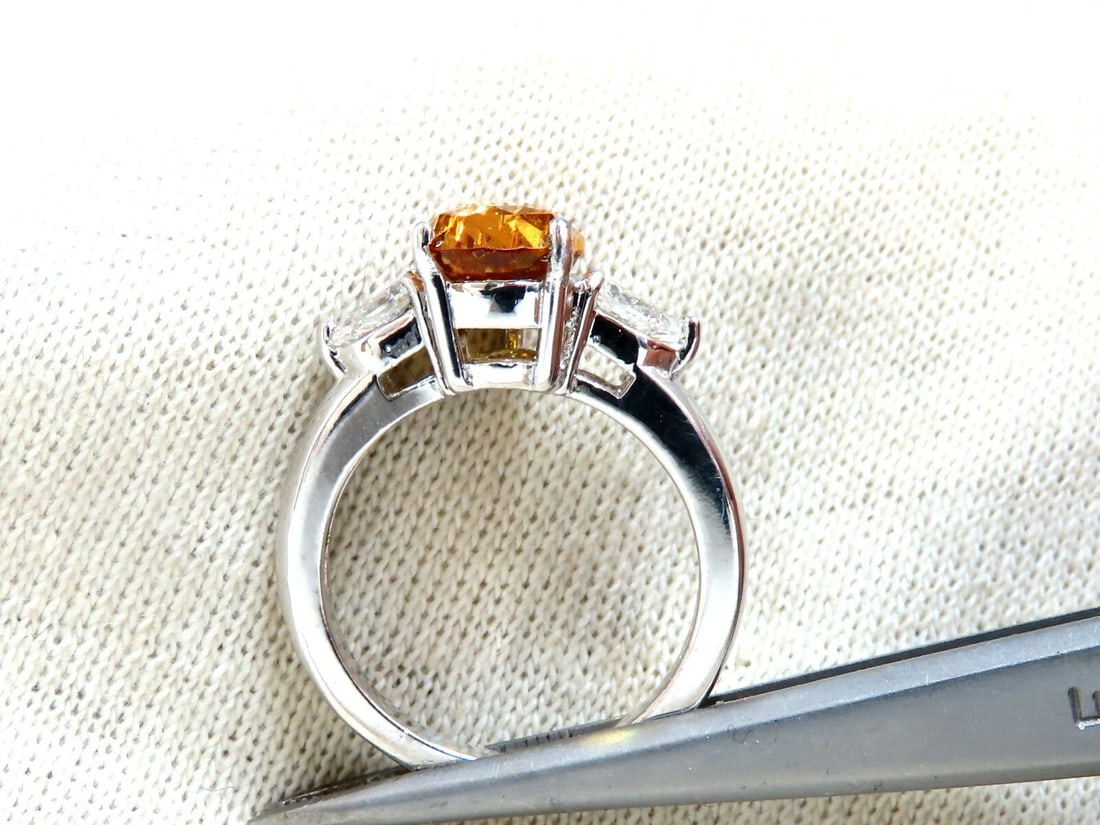 GIA Certified 3.15ct Natural No Heat Yellow Orange Sapphire Diamonds Ring 14kt - 4