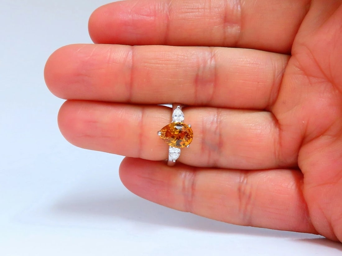 GIA Certified 3.15ct Natural No Heat Yellow Orange Sapphire Diamonds Ring 14kt - 6