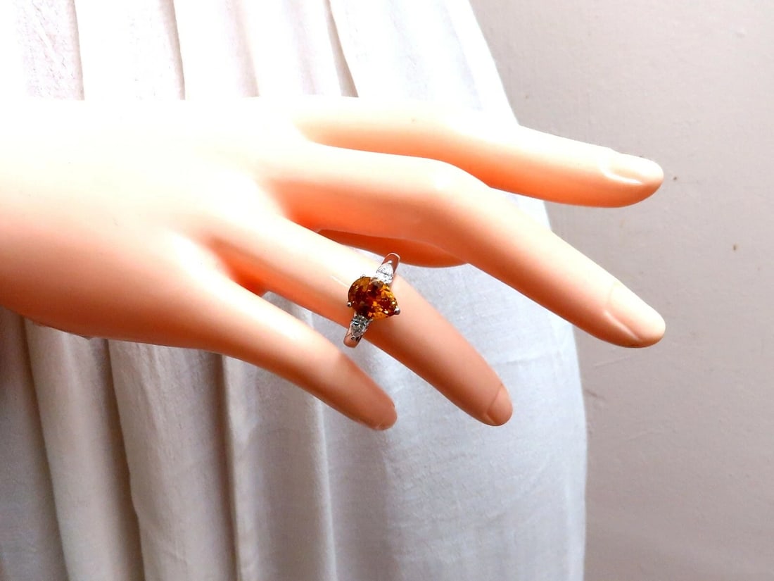 GIA Certified 3.15ct Natural No Heat Yellow Orange Sapphire Diamonds Ring 14kt - 7