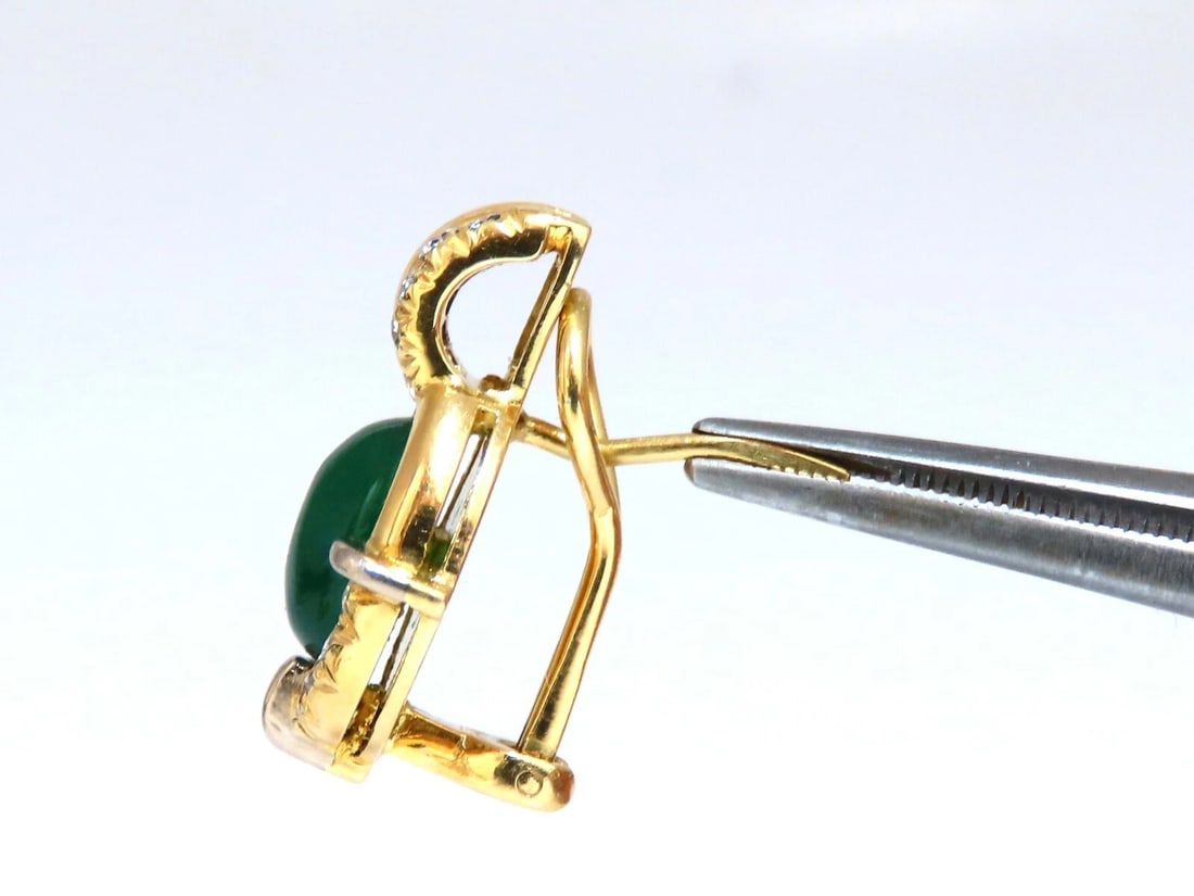 Natural Mint Green Quartz Diamond Clip Earrings Contemporary Deco 18kt - 2