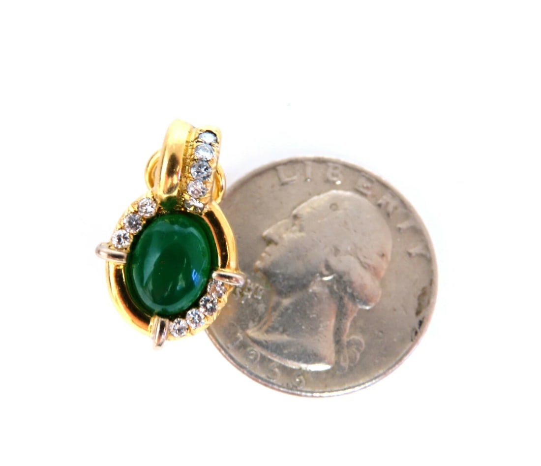 Natural Mint Green Quartz Diamond Clip Earrings Contemporary Deco 18kt - 4