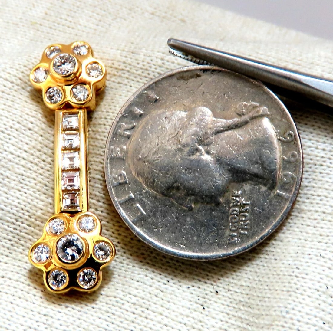 2.06ct Natural Baguette Round Diamonds Clover Stem Dangle Earrings 14kt - 2