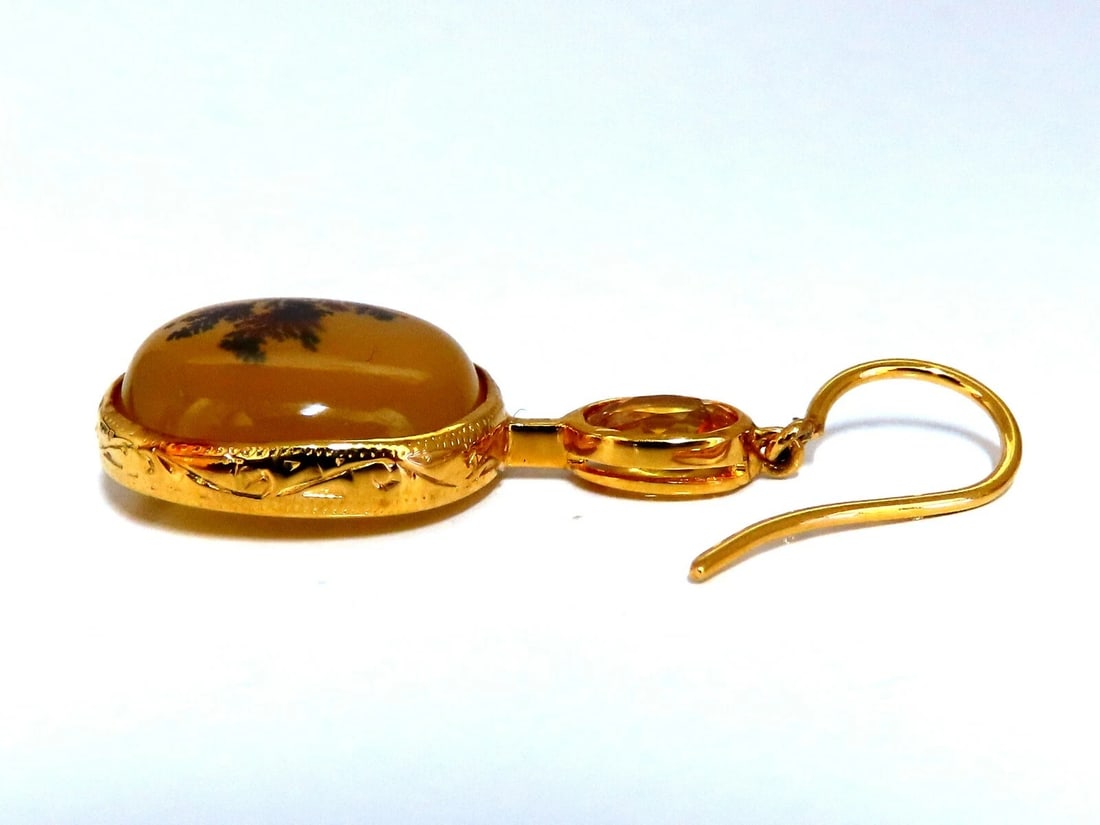 Natural Opal & Yellow Sapphire Dangle Earrings 18kt - 4