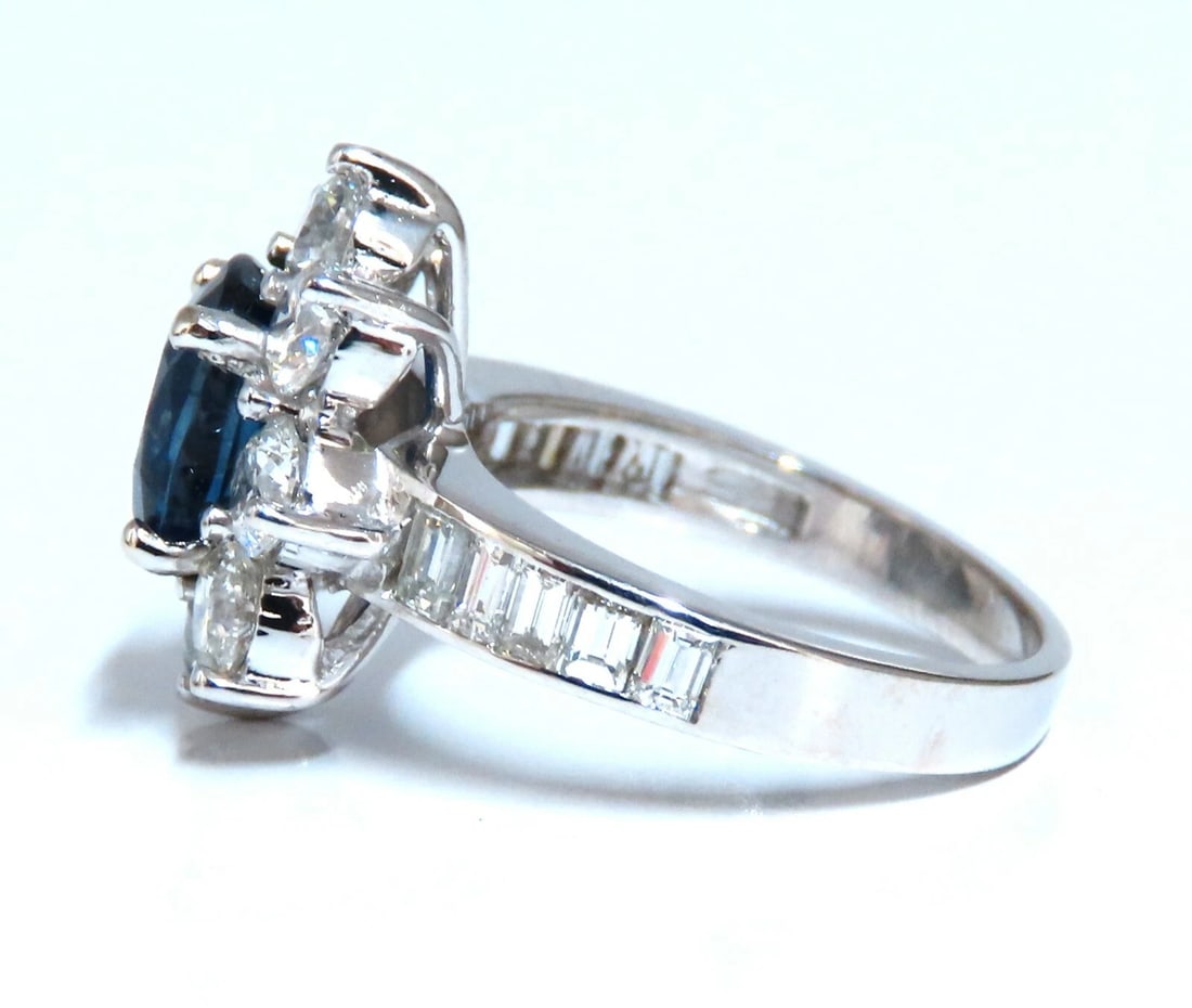 GIA Certified 2.87ct Natural No Heat Sapphire 2.64ct Diamond Ring 14kt - 2