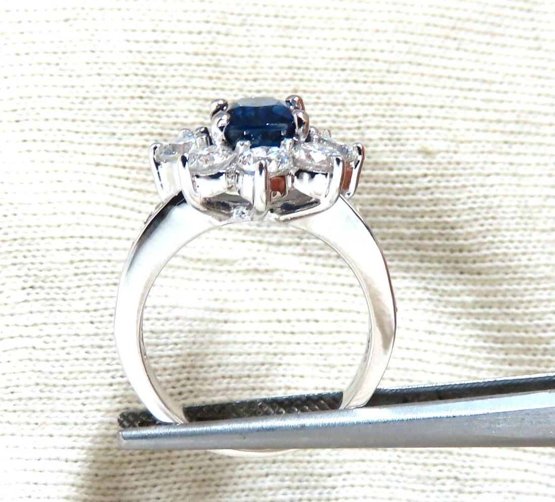 GIA Certified 2.87ct Natural No Heat Sapphire 2.64ct Diamond Ring 14kt - 3