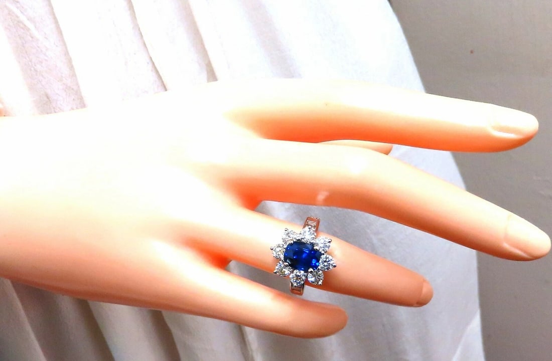 GIA Certified 2.87ct Natural No Heat Sapphire 2.64ct Diamond Ring 14kt - 5