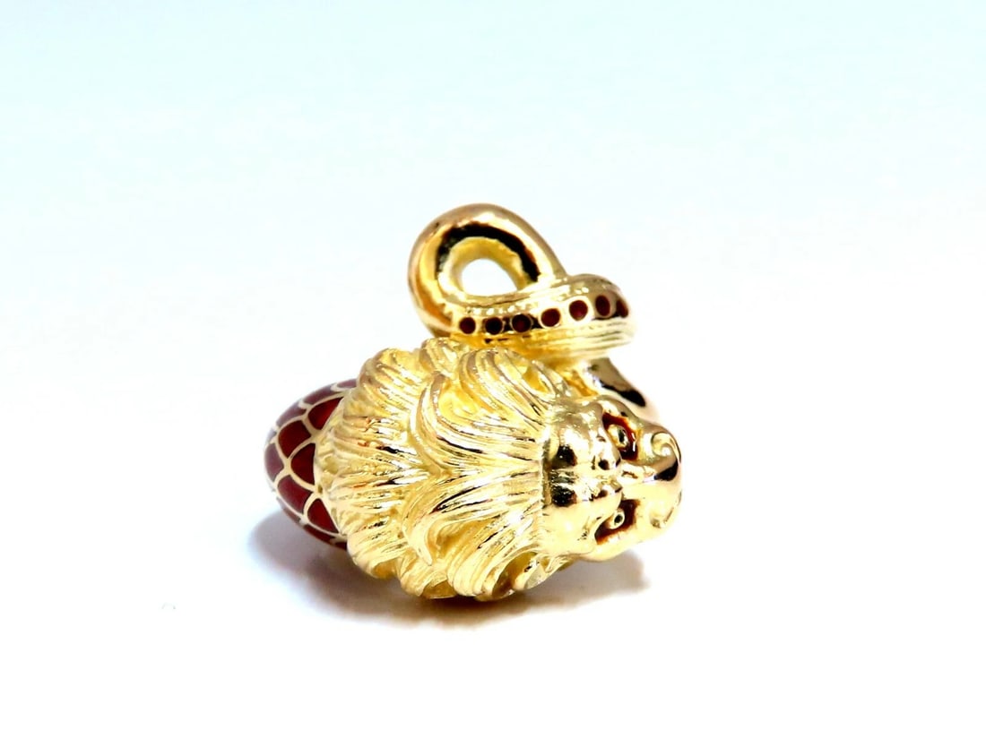 18kt Gold Lion Wrap Enamel Ring - 2