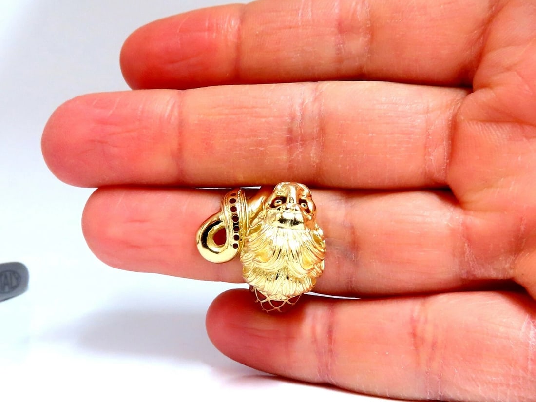 18kt Gold Lion Wrap Enamel Ring - 7