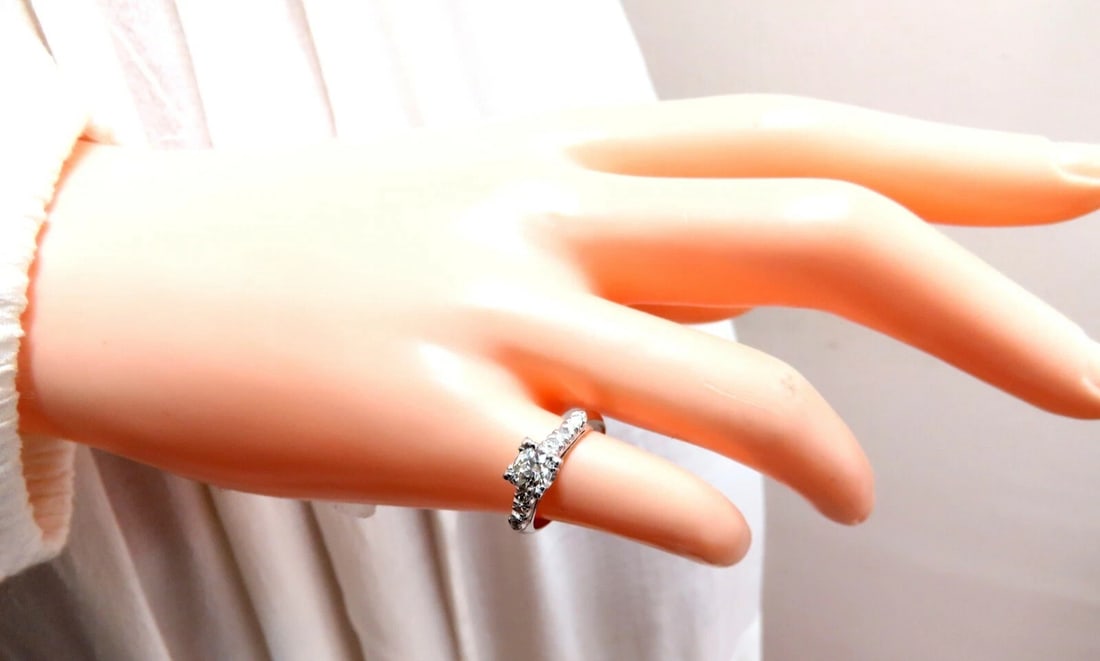 .66ct Natural Diamonds Cathedral Ring Platinum Vintage Restored - 5