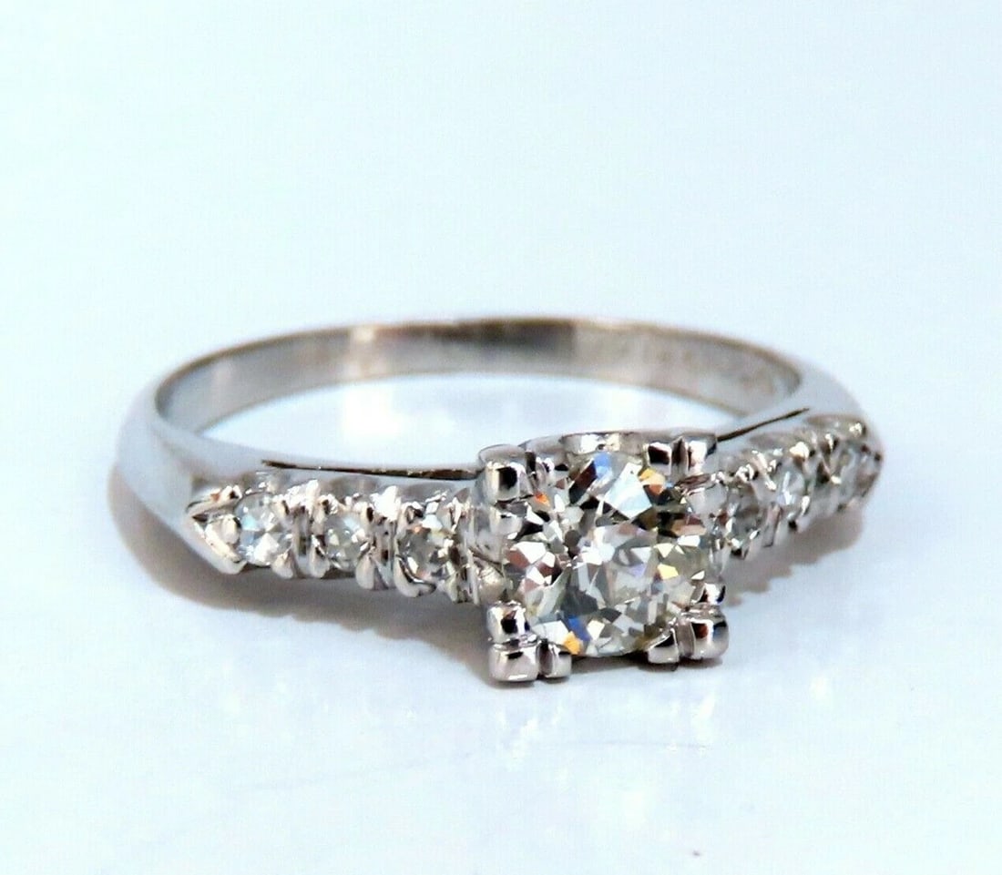 .66ct Natural Diamonds Cathedral Ring Platinum Vintage Restored - 8