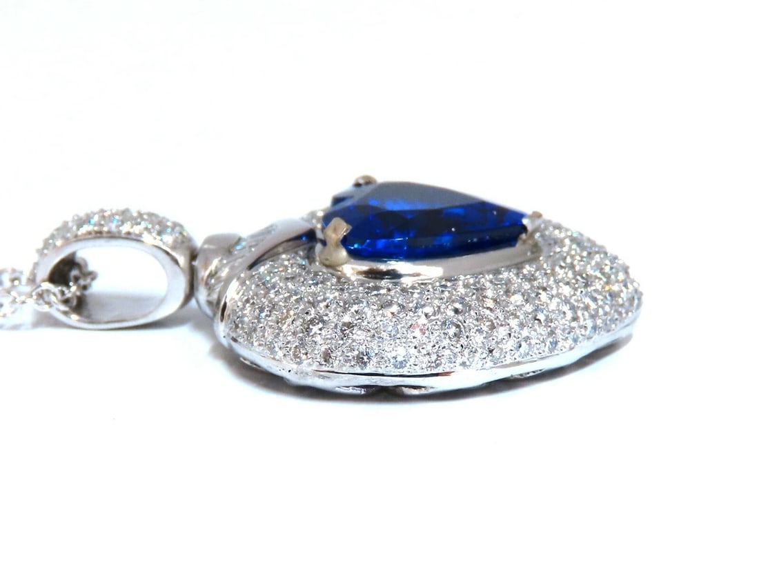 GIA Certified 8.50ct Natural Heart Tanzanite Diamond Necklace 14kt Gold Prime - 2