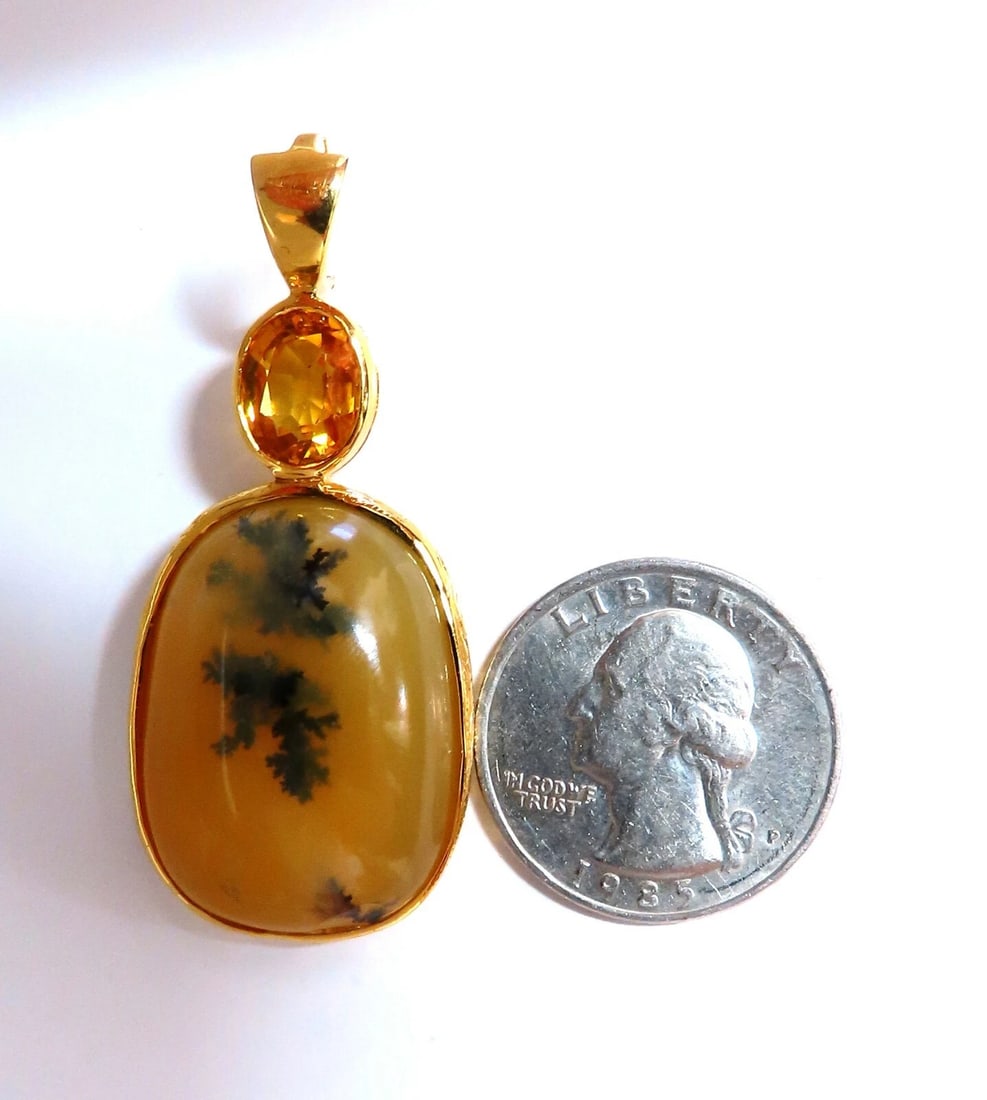 GIA Certified Natural Opal Yellow Sapphire Pendant Retractable Clasp 18kt - 2