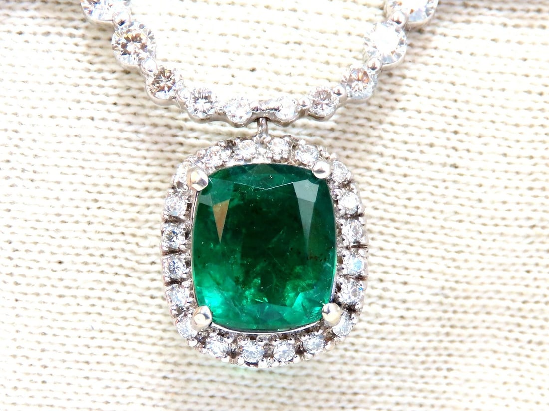 4.04ct Natural Emerald Diamonds Necklace 14kt Dangle - 3