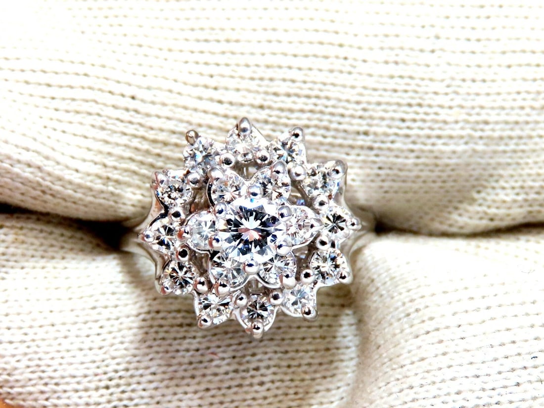 1.12ct natural diamonds raised cluster ring 14kt white gold - 3