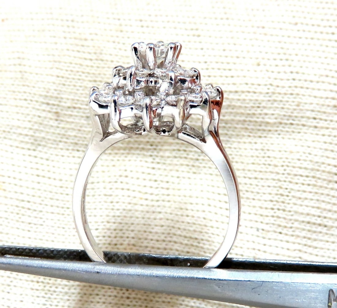 1.12ct natural diamonds raised cluster ring 14kt white gold - 4
