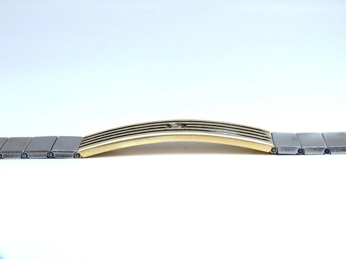 1980's Retro Mod 18kt Stainless Steel Diamond Bracelet - 2