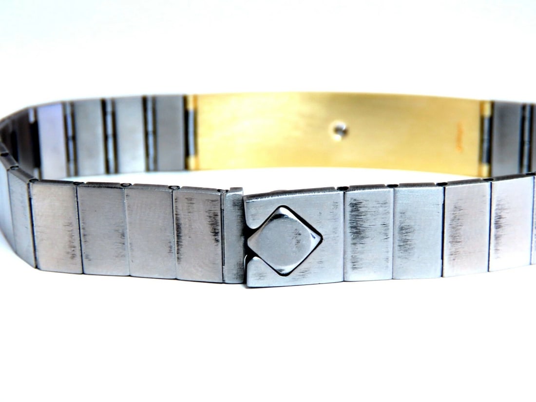 1980's Retro Mod 18kt Stainless Steel Diamond Bracelet - 4