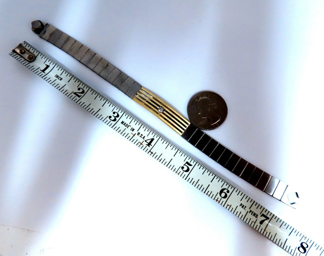 1980's Retro Mod 18kt Stainless Steel Diamond Bracelet - 6