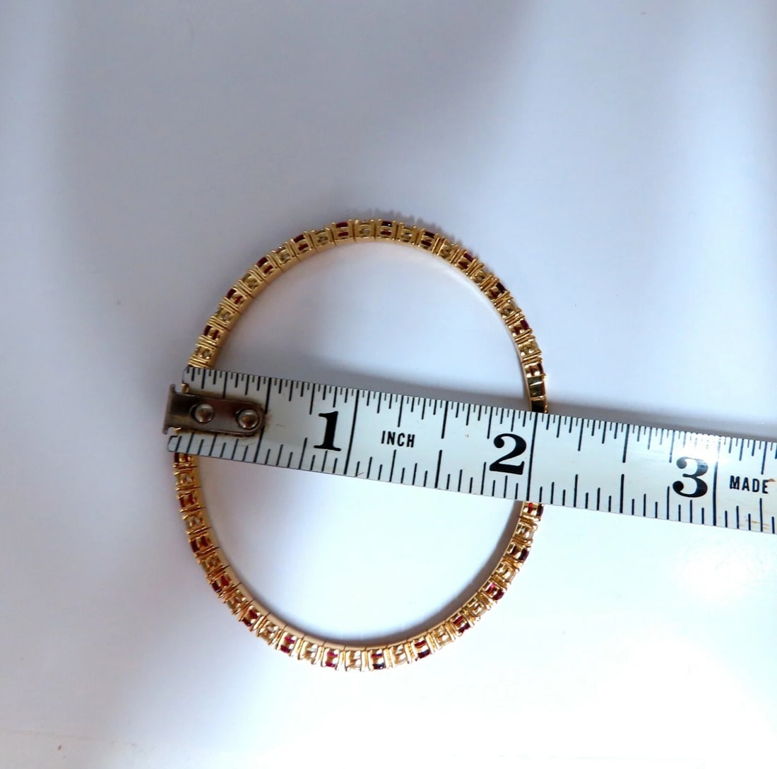 7.80ct natural round cut ruby diamonds bangle bracelet 14kt Flex - 7