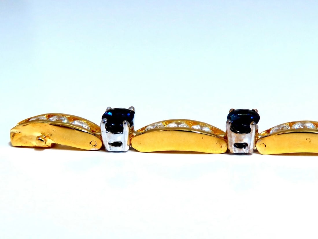 8.50ct natural Vivid royal blue sapphires diamond bracelet 14 Karat - 5