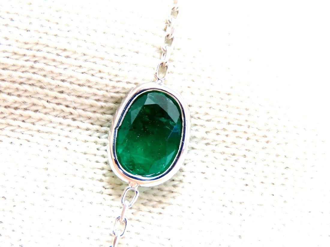 14.23ct. Natural Emeralds Diamonds Yard Necklace 14kt - 3