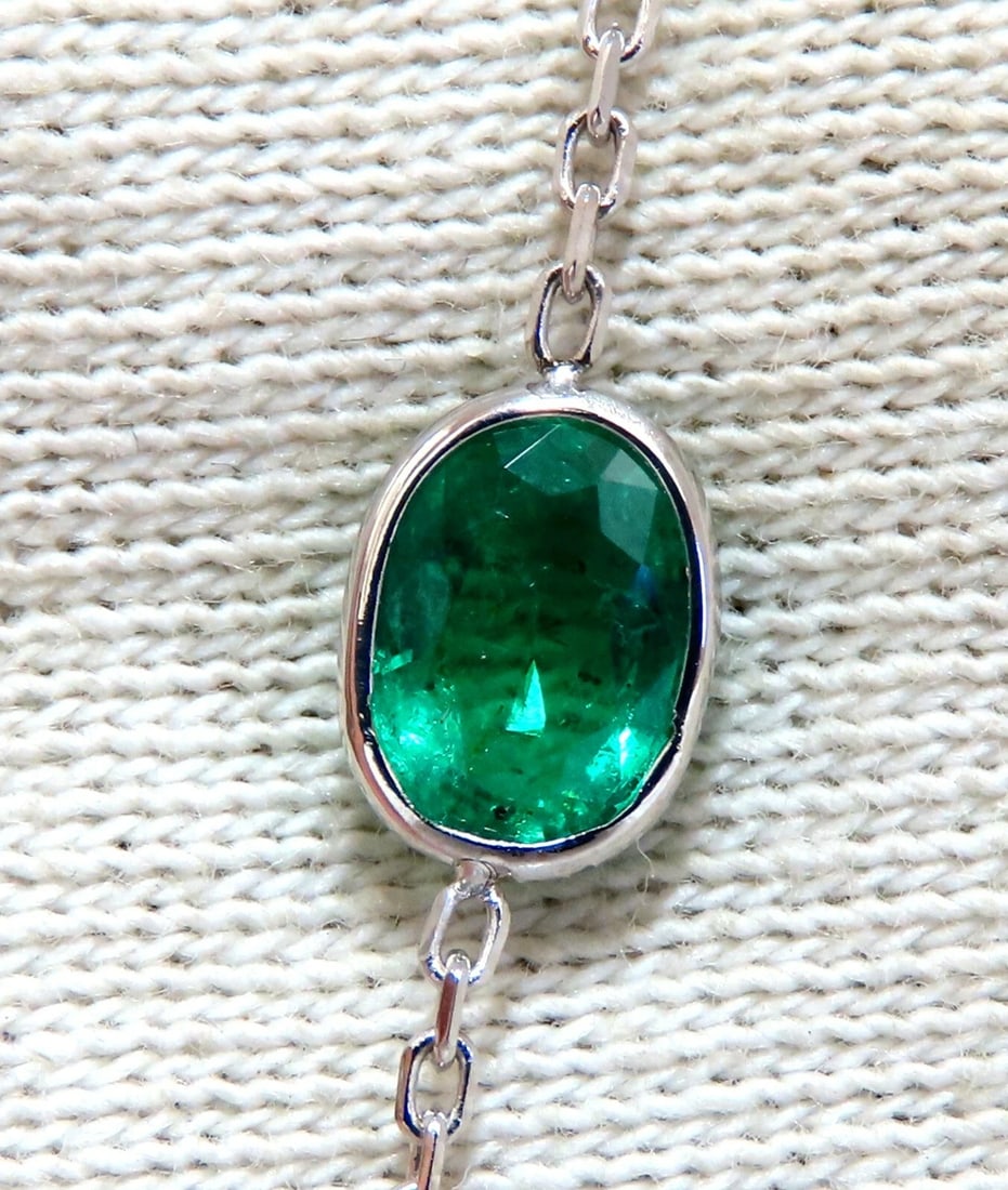 12.88ct. Natural Emeralds Diamonds Yard Necklace 14kt - 7