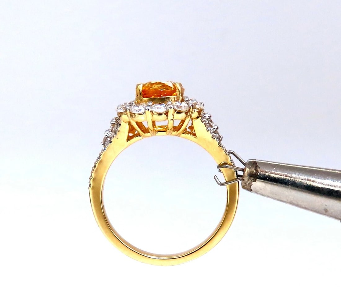GIA Certified 2.59Ct Natural Yellow Natural Sapphire Diamonds Ring 14kt - 7