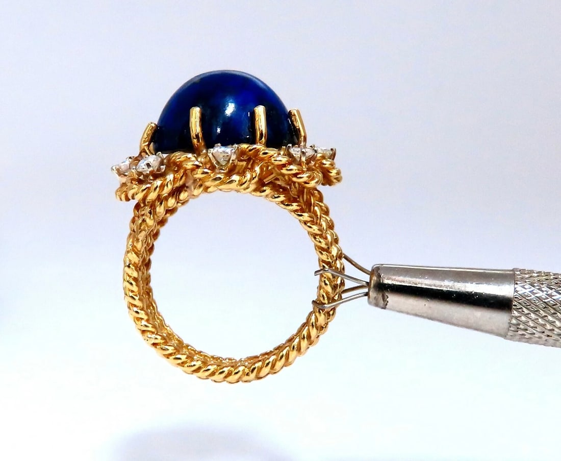GIA Certified Natural Lapis Diamond Clip Earrings & Ring 18kt - 6
