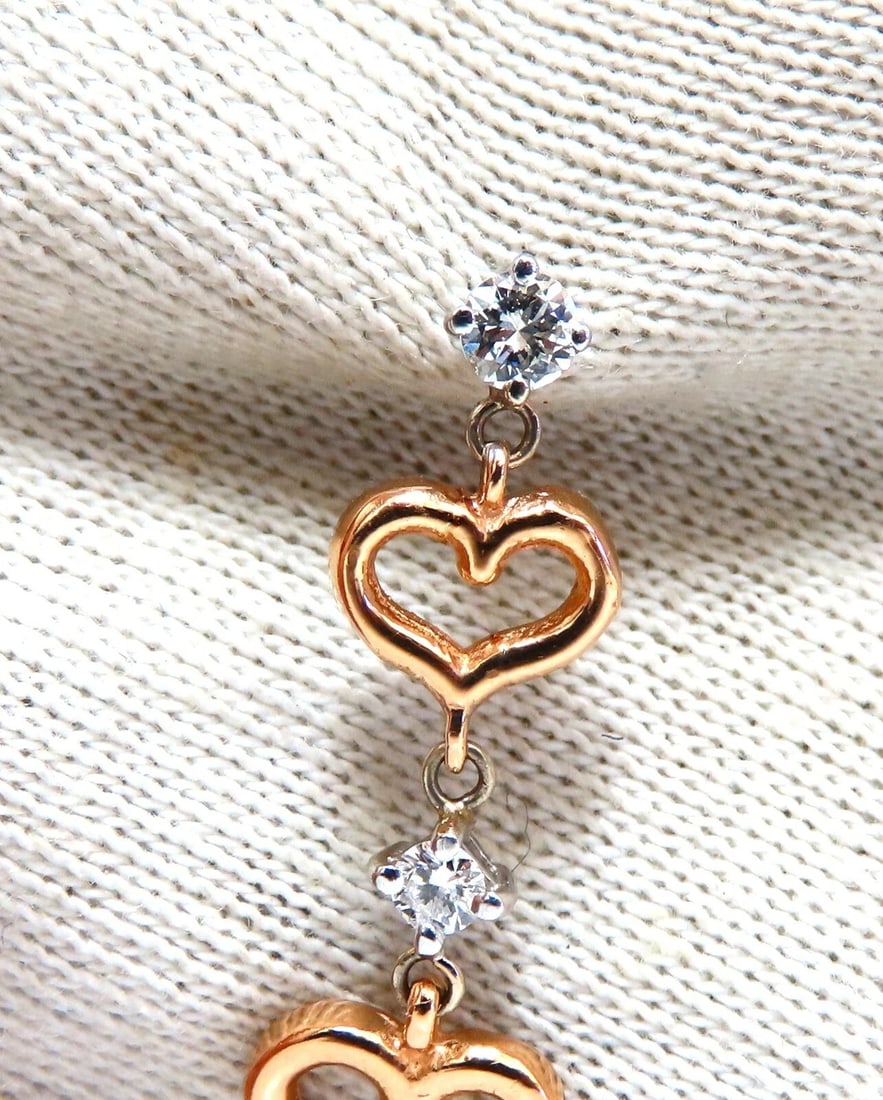 GIA Certified Natural Red Heart Tourmaline Diamonds Dangle Earrings 14k - 7