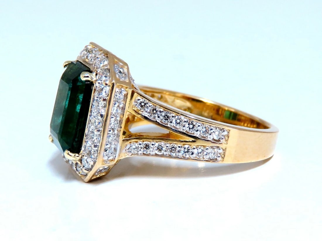 GIA Certified 5.12ct Natural Green Emerald Diamonds Ring 14kt. F1 - 2
