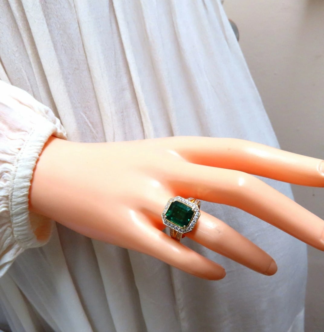 GIA Certified 5.12ct Natural Green Emerald Diamonds Ring 14kt. F1 - 5