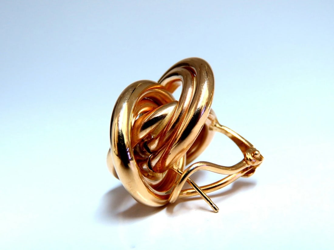 14kt Gold Textured Interlocking Tri Tubular Clip Earrings - 2