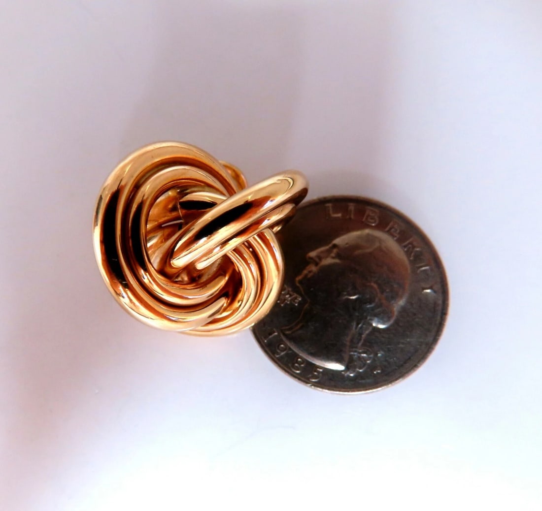 14kt Gold Textured Interlocking Tri Tubular Clip Earrings - 4