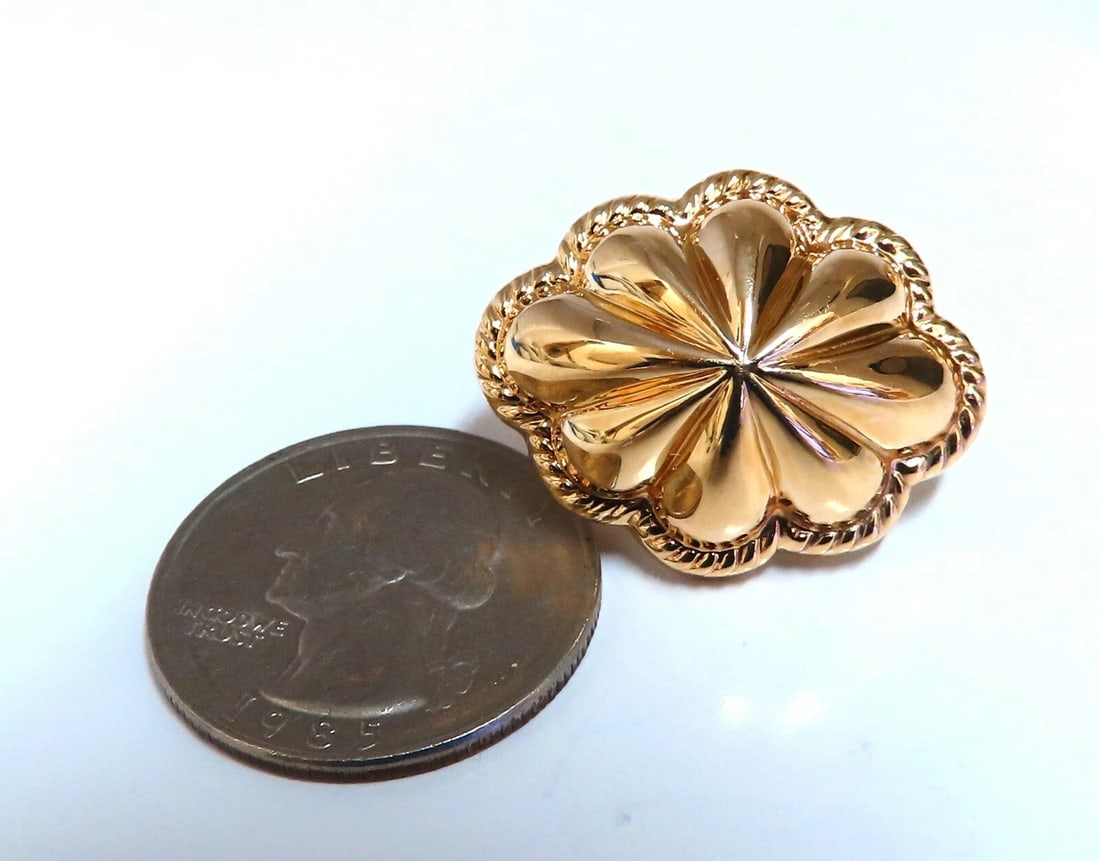 14kt Gold Textured Watermelon Clip Earrings - 2