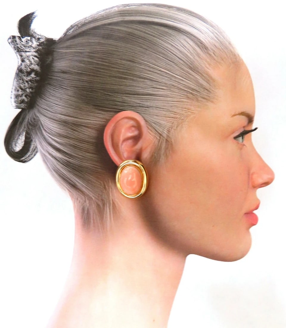 19mm Natural Coral Clip Earrings 14kt - 5