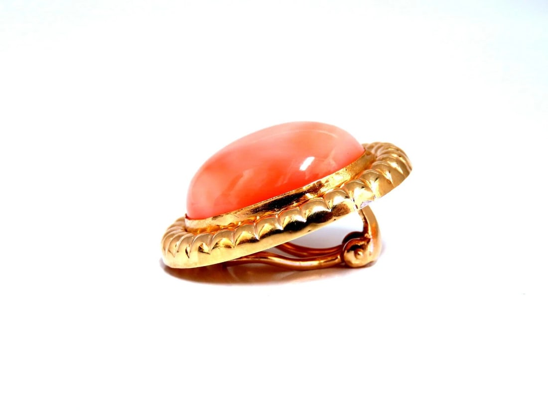 20mm Natural Coral Clip Earrings 14kt - 3