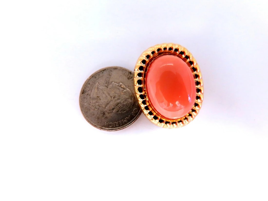 20mm Natural Coral Clip Earrings 14kt - 4