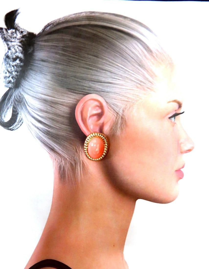 20mm Natural Coral Clip Earrings 14kt - 5