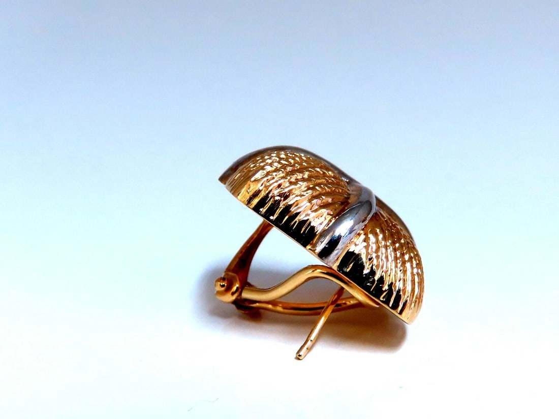 14kt Gold Textured Clip Earrings & Omega - 4