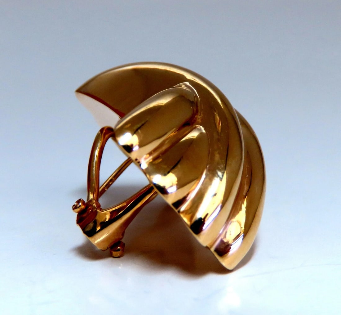 14kt Gold Raised X Clip Earrings Elongated - 4