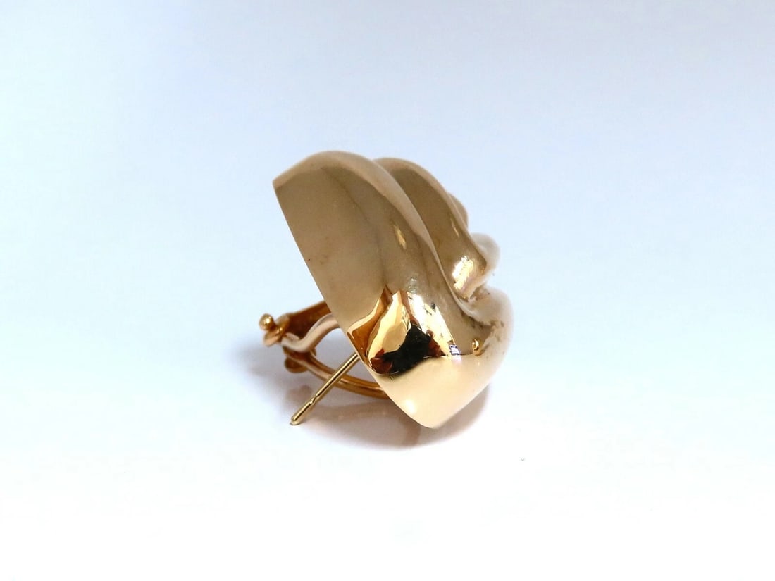 14kt Gold Textured Iconic Clip Earrings & Omega - 6