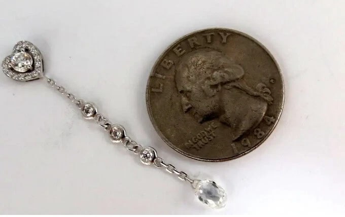 2.40ct Natural Briolette Diamonds Dangle Station Yard Earrings 14kt - 3