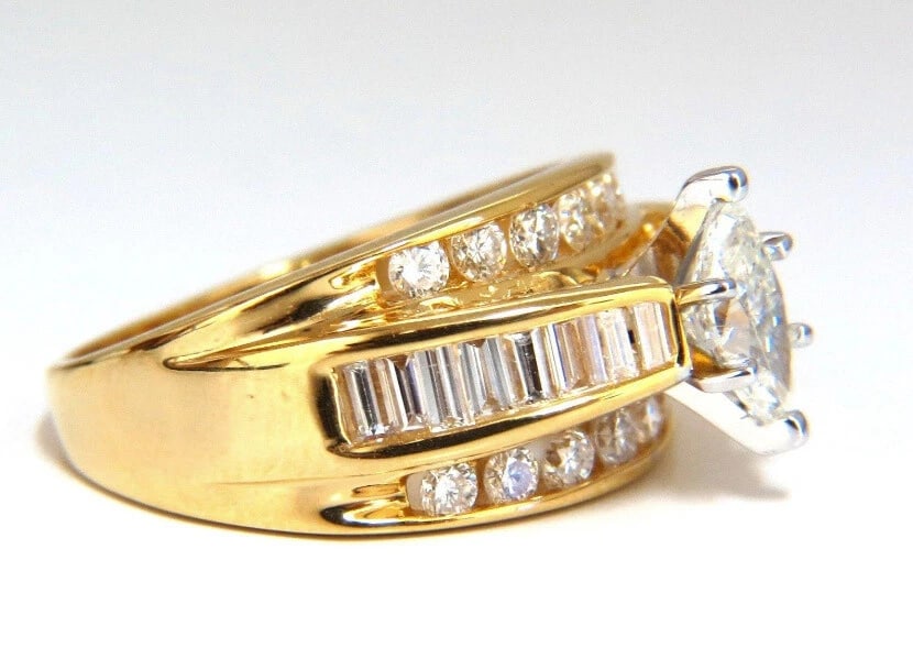 .73ct Natural Marquise Diamond Raised Cathedral Ring 14kt - 2