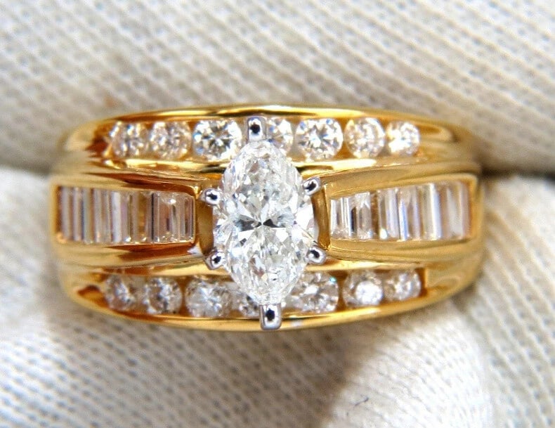 .73ct Natural Marquise Diamond Raised Cathedral Ring 14kt - 3