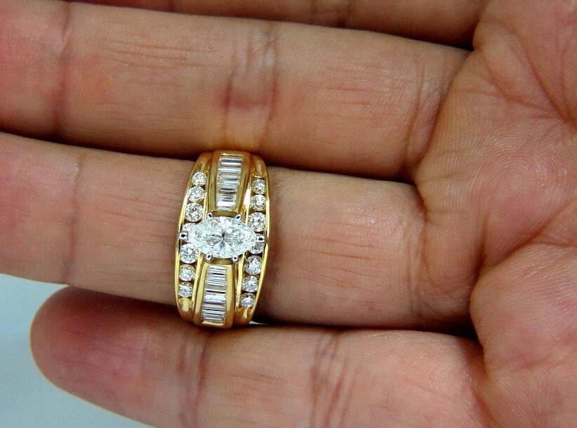 .73ct Natural Marquise Diamond Raised Cathedral Ring 14kt - 4