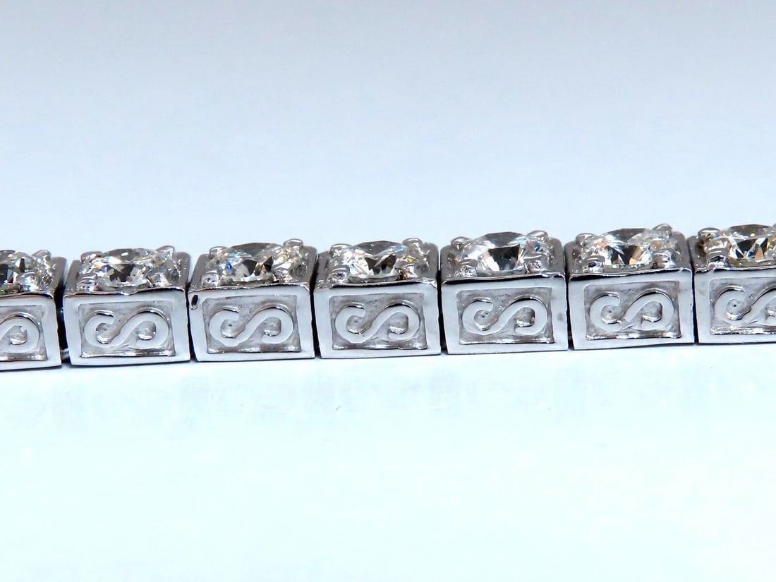8.42ct Natural Diamonds Tennis Bracelet 14kt Gold Squared Box Bead Set - 4