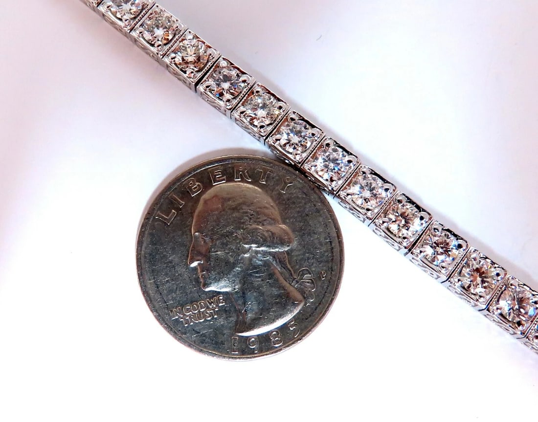 8.42ct Natural Diamonds Tennis Bracelet 14kt Gold Squared Box Bead Set - 5