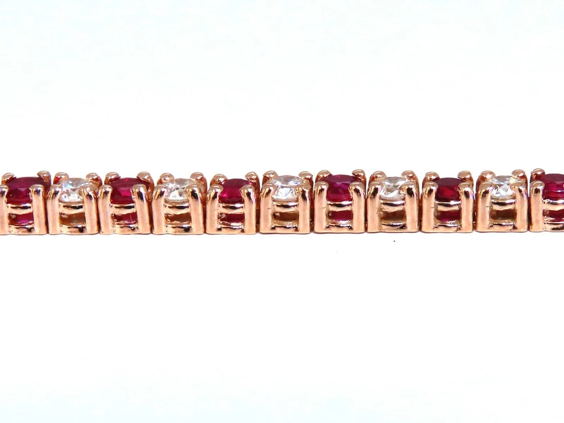 3ct vivid red natural ruby diamonds alternating tennis bracelet 14kt - 3